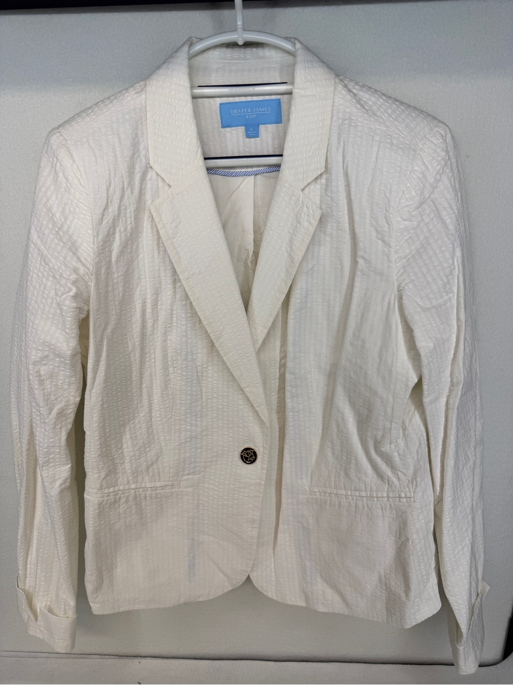 Draper James RSVP White Linen Blazer Size L